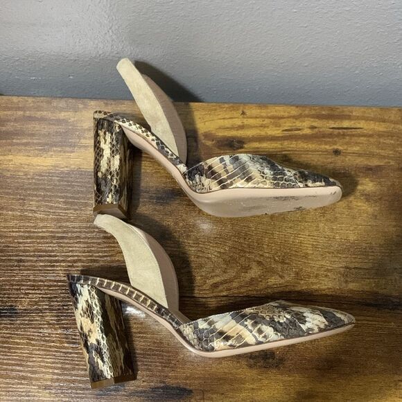 Deimille For Diane B Slingback Snakeskin Heels Size 8 (38) - Picture 5 of 10